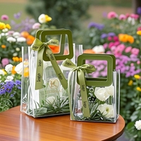 Personalisierte Bedruckte Logo Wasserdichte Transparente PVC Bodentasche Quadratische Tragetasche Kundenspezifische Größe Handlänge Griff Kundenspezifische Bänderverpackung