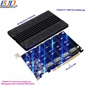 بطاقة محول PCI Express X16 PCl-E 16X إلى 4 منافذ NGFF <span class=keywords><strong>M</strong></span>.<span class=keywords><strong>2</strong></span> Key-<span class=keywords><strong>M</strong></span> M2 NVMe sd محول 64Gbps مع غرفة تبريد - Product Image 1