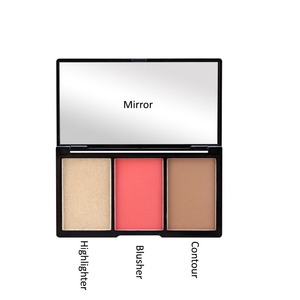 Logotipo personalizado Maquillaje 3 en 1 Resaltador facial <span class=keywords><strong>Colorete</strong></span> <span class=keywords><strong>Paleta</strong></span> cosmética multiusos <span class=keywords><strong>Paleta</strong></span> de resaltador de contorno facial con espejo - Product Image 4