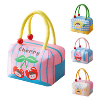 Sac à déjeuner en polyester épaissi à motif de fruits de dessin animé écologique, grande capacité, fermeture éclair, sac isotherme portable, sac à glace