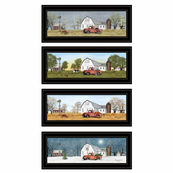 Billy Jacobs Four Seasons Collection V Black Frame 2 Print Wall Art HMS Set of Four Elegant Framed Art