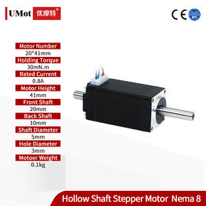 UMOT DC 24V 0.8A 5mm doppio albero cavo motore passo-passo 2 fase 1.<span class=keywords><strong>8</strong></span> grado <span class=keywords><strong>Nema</strong></span> <span class=keywords><strong>8</strong></span> doppio albero cavo motore passo-passo per CNC - Product Image 2