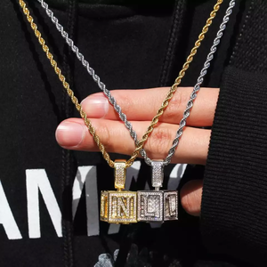 Pendentif de lettres initiales en <span class=keywords><strong>orgonite</strong></span>, plaqué or 14k, dés carrés cz, diamant glacé, collier de lettres, vente en gros - Product Image 6