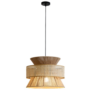 Lustre rond en corde de chanvre style Wabi Sabi japonais, douille E27, pour salon de thé, maison d'hôtes, chambre, restaurant, hôtel - Product Image 5