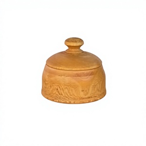 Pot à miel en bois artisanal avec couvercle à clapet et poignée, design classique, compatible chauffage et lave-vaisselle, récipient de rangement pour cuisine - Product Image 5