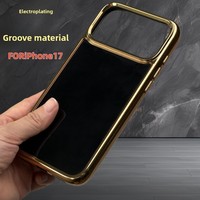 Coque de téléphone en plastique antichoc 2-en-1 avec galvanoplastie à rainures et finition dorée pour iPhone 17 et 15 Pro Phnom Penh