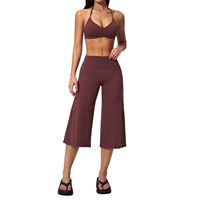Nouvel ensemble de yoga tendance pour femmes, soutien-gorge de sport haut de gamme, pantalon capri ajusté à séchage rapide et taille haute pour le sport et le yoga féminin