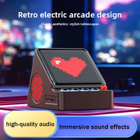 Haut-parleur portable rétro à pixels BT6.0 avec écran RGB, horloge numérique, motifs personnalisables, écran intelligent, mini compact