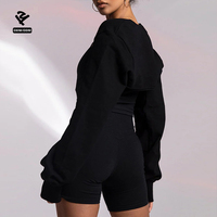 Nouveaux vêtements de sport d'hiver avec logo personnalisé F5442 ensemble de leggings courts et de soutien-gorge chemise à manches longues pour femmes sweat-shirt court ensemble de yoga 3 pièces