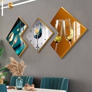 Tableau mural moderne minimaliste pour canapé, horloge murale, <span class=keywords><strong>peinture</strong></span> nordique en trois panneaux, <span class=keywords><strong>peinture</strong></span> en porcelaine cristalline pour salon - Product Image 4