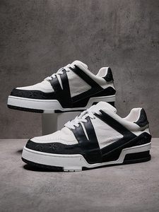 Высококачественные мужские и женские кроссовки-кеды черного цвета на шнуровке, дизайнерские, класса люкс, из натуральной кожи, на толстой подошве, повседневные, без каблука - Product Image 4