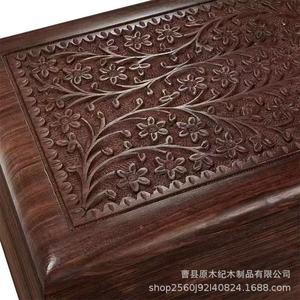 Wooden Pet Urn Rectangle Embossed Floral Pattern Solid Wood Commemorative Cremation <b>Memorial</b> <b>Box</b> Shandong Made - Product Image 2