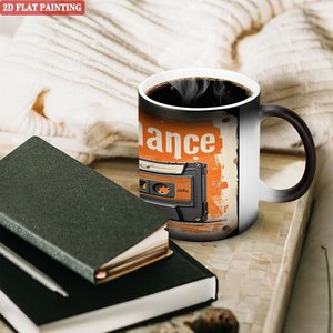 Thick Solid Handle Non Slip Frosted Black 11oz <b>Ceramic</b> Heat Color Changing Mug Drinking <b>Cup</b> - Product Image 3