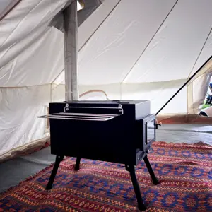 Poêle à bois Portable en acier autoportant pour camping en plein air, chauffage de cuisine, sans fumée, pour tente