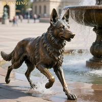 Statues de chien d'animaux en fonte de laiton publiques extérieures, sculptures de chien en cuivre coulé, sculptures d'animaux en bronze