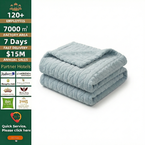 3D Jacquard Shu Velveteen Blanket Soft Warm Plush <b>Throw</b> <b>for</b> Hotel VIP Suites with Silk Ribbon Gift Packaging - Product Image 3