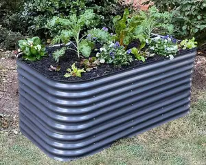 Outdoor Metal Garden Planter Box Raised Garden Bed Tall Flower Pot