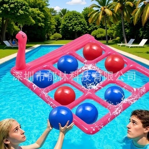 Jeu de Tic Tac Toe gonflable pour piscine avec balles pour s'amuser dans l'eau en plein air - Product Image 1