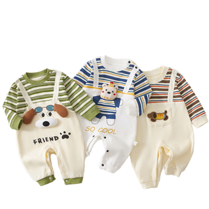 Combinaison en coton doux à imprimé animal pour bébé – Combinaison respirante à manches longues - Product Image 2