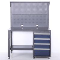 Système de rangement robuste pour garage avec panneau perforé, établi et armoire à outils LED, plateau en bois, verrouillable, organisateur d'outils d'atelier OEM/ODM/OBM
