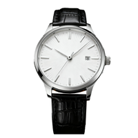 Montre pour homme étanche et lumineuse, chronographe décontracté pour affaires avec bracelet en cuir et affichage du calendrier, montre-bracelet à quartz en gros