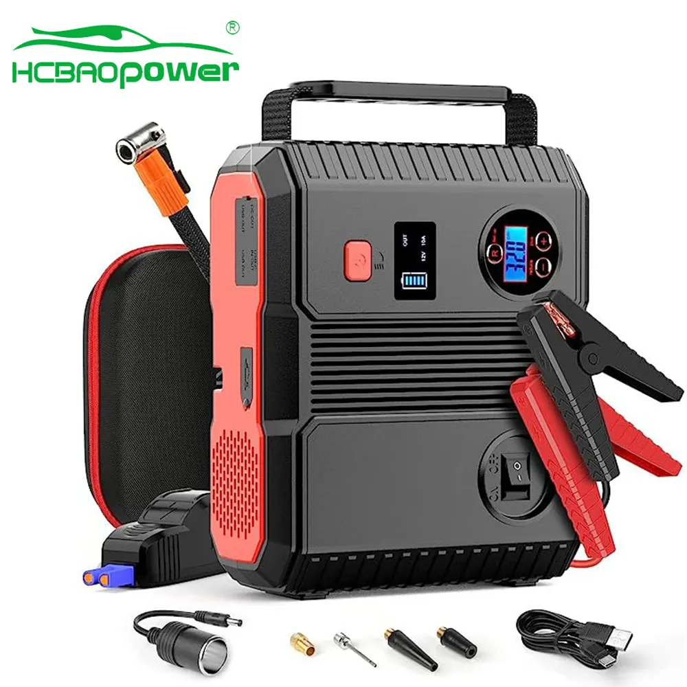 4 in 1 atlama marş hava şişirme ile 12V pil Booster yüksek kalite lityum pil 3000A tepe akım acil kiti