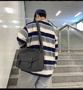 <span class=keywords><strong>Borsa</strong></span> a tracolla in tela resistente Unisex scuola universitaria stile inghilterra stile Vintage Street Workwear Flip Postman <span class=keywords><strong>borsa</strong></span> Messenger - Product Image 6