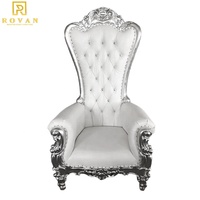Royal Roi et reine or et blanc haut dos chaise de trône pour chaises de mariage
