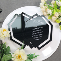 Simple negro acrílico boda menú tarjetas láser hueco y personalizado hoja blanca texto para boda fiesta placa Decoración