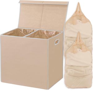 <b>Large</b> Dirty Clothes Hamper 2 Section Collapsible Laundry <b>Basket</b> Dorm Room Storage for Bedroom Bathroom College - Product Image 1