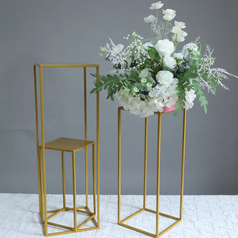 Wedding Gold White Metal Flower Stand Road Lead Table Centerpieces Wedding Decoration