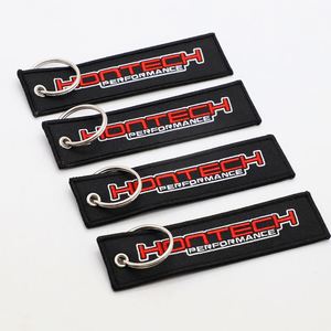 Porte-clés tissé personnalisé style course noir, brodé, pour atelier de tuning automobile, cadeaux promotionnels - Product Image 4