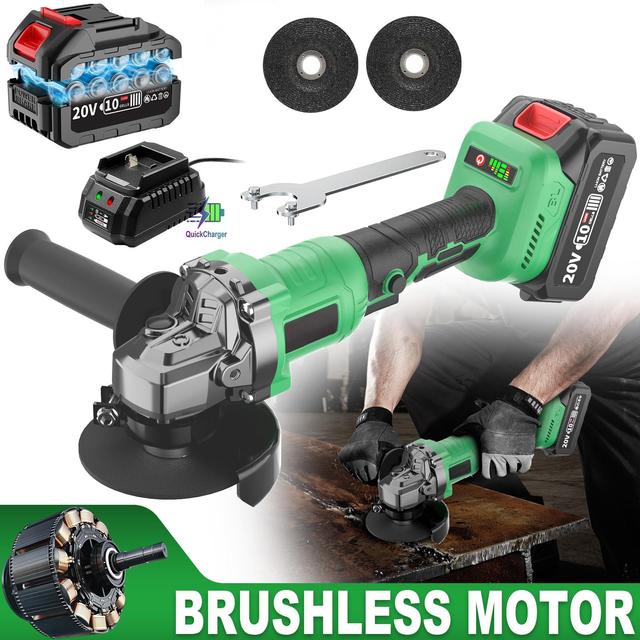 20V Brushless Cordless Angle Grinder Battery Powered Explosive Grade 8100rpm High Speed Cutting Grinding Disc Industrial DIY Use