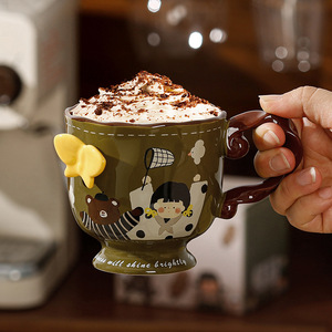 Dragon Nest Ceramic Butterfly Mug 301-400ml With Spoon Gift For <b>Coffee</b> Tea Office Home Use - Product Image 3