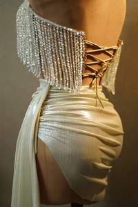 Conjunto de Vestido de Lentejuelas con Corsé y Hombros Descubiertos para Mujer, Ideal para Fiestas, Discotecas, Conciertos y Actuaciones - Product Image 6