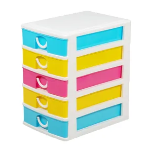 5 Layers Utility Office School Stationary Makeup Organizer Box Plastic 5-Drawer Desk Organizer with Drawers