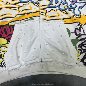 Produttori di <span class=keywords><strong>Abbigliamento</strong></span> Streetwear, <span class=keywords><strong>Felpe</strong></span> con Cappuccio Personalizzate con Cuciture Inverse e Stampa Integrale di Perle e Grafiche Graffiti per <span class=keywords><strong>Uomo</strong></span> - Product Image 3