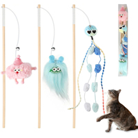 Baguette interactive pour chat avec pendentif en peluche de dessin animé, jouet anti-stress et anti-ennui pour l'exercice des chatons et chats d'intérieur