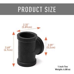 Sambungan Pipa <span class=keywords><strong>3</strong></span>-Arah Tipe Cross Tee Berulir Besi Cor Hitam Lentur untuk Rak Vintage Steampunk Pipa Plumbing - Product Image 2