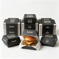 Boîte à hamburger en papier blanc biodégradable robuste, écologique, impression quadricolore, motif logo personnalisé, résistante à l'huile et à la graisse, directement de l'usine