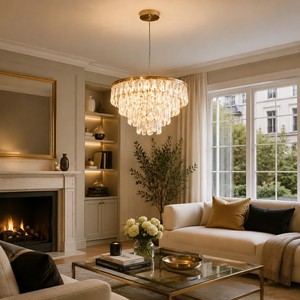 Lustre LED moderne nordique de luxe en cristal, 3 couleurs changeantes, luminaire suspendu pour hall d'hôtel, escalier - Product Image 2