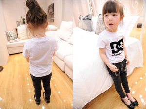 เสื้อยืดแขนสั้นสไตล์ลำลองสำหรับเด็กผู้หญิง พิมพ์ลายผ้าฝ้าย ขายส่งจากซัพพลายเออร์จีน - Product Image 4