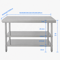 Table de travail en acier inoxydable 304 de 0,8, 1,0 et 1,2 m, conforme aux normes alimentaires, fournisseur du Shandong