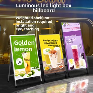 Boîte lumineuse LED verticale extractible, panneau publicitaire <span class=keywords><strong>extérieur</strong></span> autoportant éclairé, affichage personnalisé pour salon de thé au lait - Product Image 2