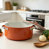 7 Pcs Set Peralatan Masak Keramik Anti Lengket Panci & Wajan Aluminium Kompatibel dengan Kompor Induksi