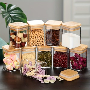 Hitzebeständiges Borosilikatglas 12-teiliges Küchen-Aufbewahrungsgläser-<span class=keywords><strong>Set</strong></span> 250ml Erhitzbare Multifunktionale Reisebehälter mit Bambusdeckel - Product Image 2
