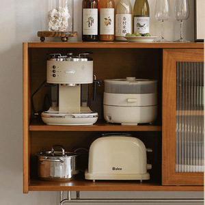 Solid Wood <b>Sideboard</b> Retro Style Wall Mounted Tall Cabinet Nordic Japanese Vintage Wine Storage Tea Cabinet <b>Kitchen</b> Dining Room - Product Image 3