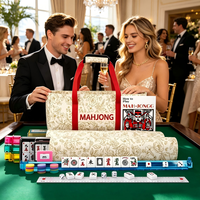 Jeu de Mahjong de style américain moderne, 166 tuiles, sac de transport en toile portable, 4 supports, dés, jetons, cartes, jeu de société, divertissement, sac de transport