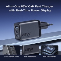 Chargeur Super Rapide 65W GaN USB C Compact PD3.0 PPS QC4.0 avec Affichage Numérique OTP & OVP Chargeur Mural pour Téléphone & Ordinateur Portable