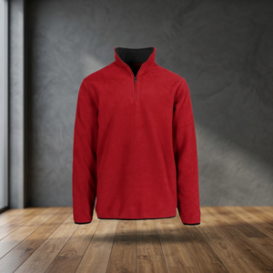 Sudadera de Forro Polar Roja para Hombre con Cierre de Cremallera, Cuello Alto, Corte Regular, Estilo Casual de Primavera, Estampado con Bordado 3D - Product Image 4